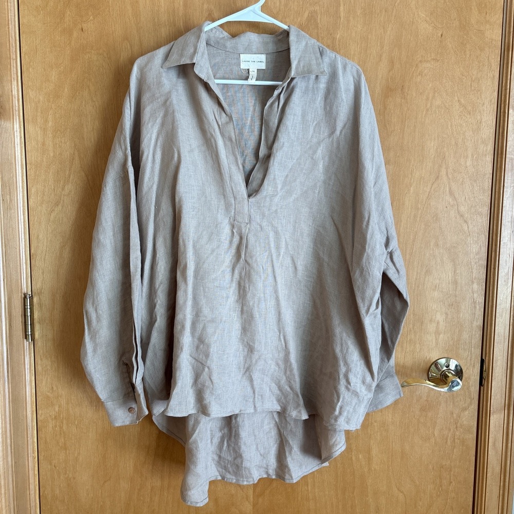 LAUDE THE LABEL Oversized women's beige tunic women's L/XL organic linen